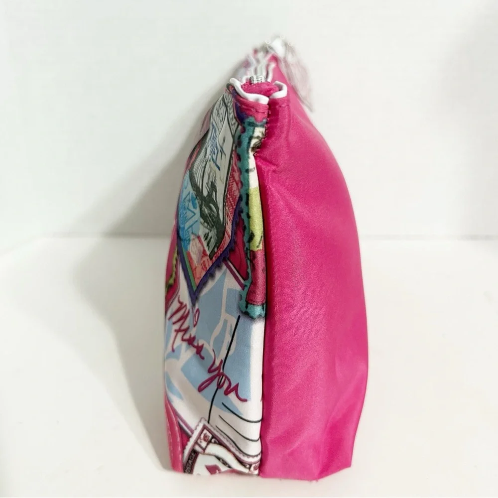 LANCOME I Love You To Paris Multicolor Travel Makeup Bag Zip Closure Fully Lined
